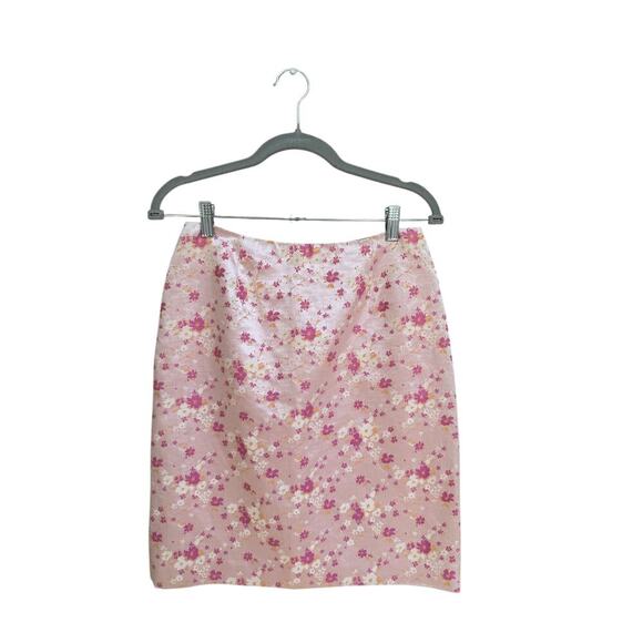 Oscar de la Renta Dresses & Skirts - Oscar by Oscar de la Renta Y2K Silk Floral Mini Skirt Pink Satin Fairycore 4